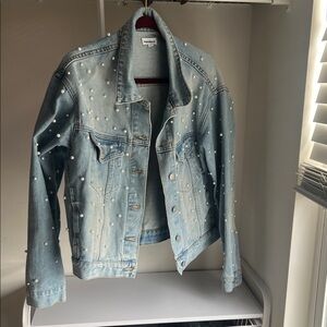 superdown Light Blue Pearl Studded Jean Jacket